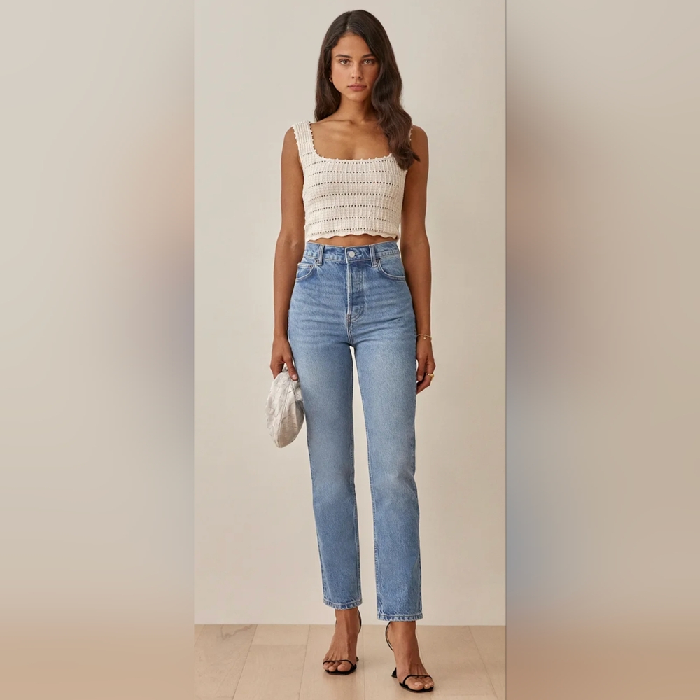 Reformation Cynthia Mushroom High Rise Straight Jeans Size 29